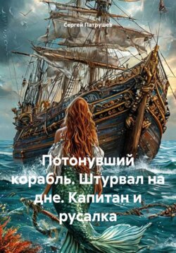 Потонувший корабль. Штурвал на дне. Капитан и русалка