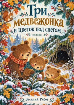 Три медвежонка и цветок под снегом