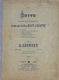 Suite pour grand Orchester tiree du ballet \"Nuit d\'Egypte\" de A. Arensky