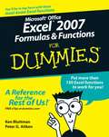 Microsoft Office Excel 2007 Formulas and Functions For Dummies