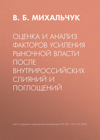 Оценка и анализ факторов усиления рыночной власти после внутрироссийских слияний и поглощений