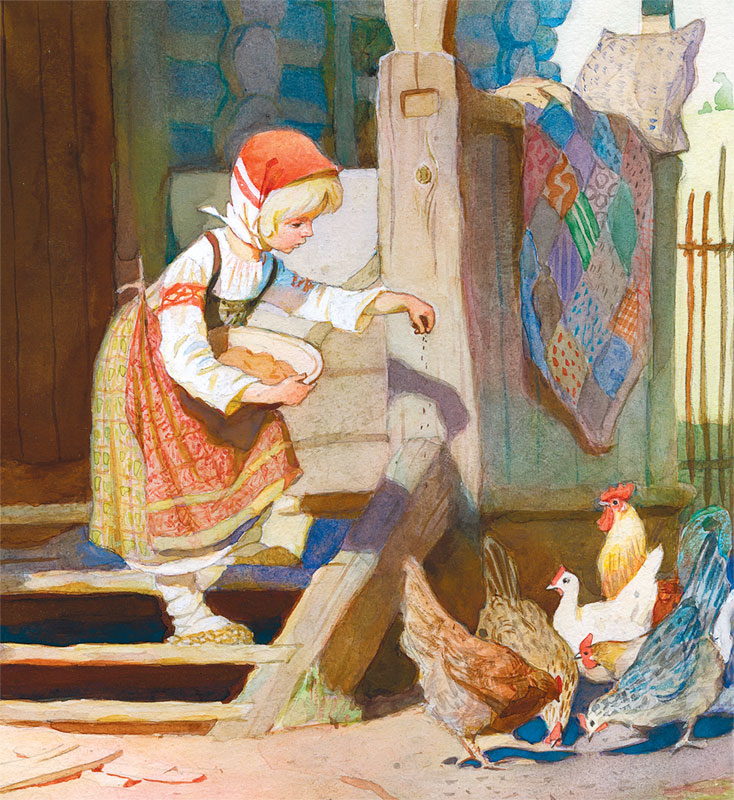 Картина дети кормят курицу и цыплят. Маша птичница. Бабушка с курочкой. Картина девочка с курочкой. Девочка кормит кур.