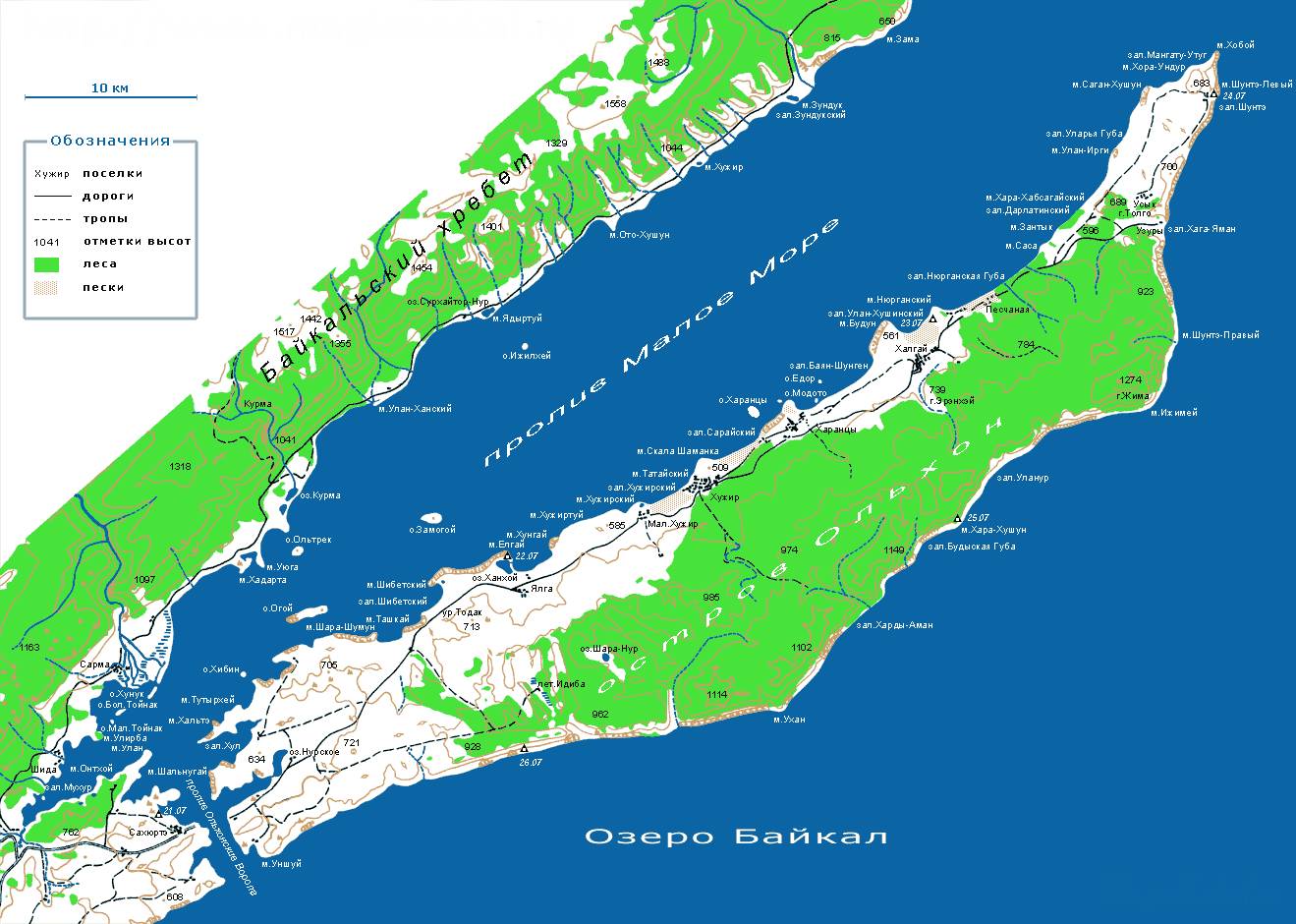 остров ольхон на карте