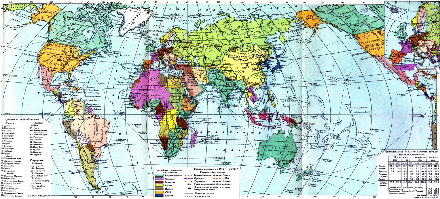 Мир в конце 19 века начале 20 века карта